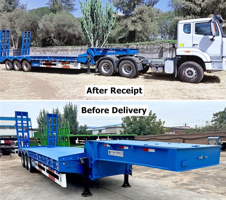 Hydraulic Semi 40ft Tri Axle Low Bed Trailer Truck for Sale in Guyana