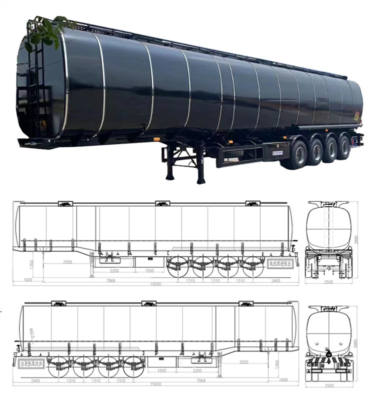 4 Axle 65000 Liters Asphalt Bitumen Tanker Trailer for Sale in Guyana