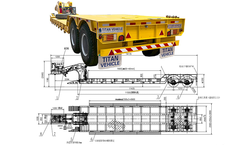 2 Axle 60 Ton Removable Gooseneck Lowboy Trailer for Sale in Guyana