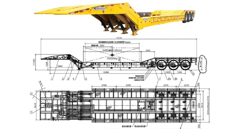 3 Axle 80 Ton Hydraulic Lowboy Trailer for Sale in Guyana