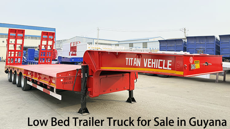 4 Axle 80 Ton Low Bed Trailer Truck for Sale in Guyana