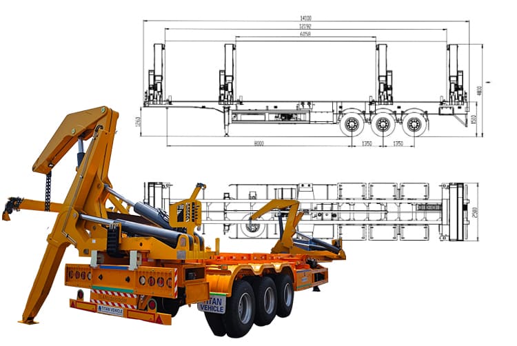 37 Ton Sideloader Side Lifter Container Trailer with Crane for Sale in Guyana