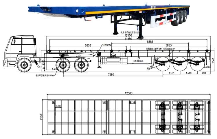 Tri Axle Semi Truck Flatbed Trailer Tractor for Sale in Guyana